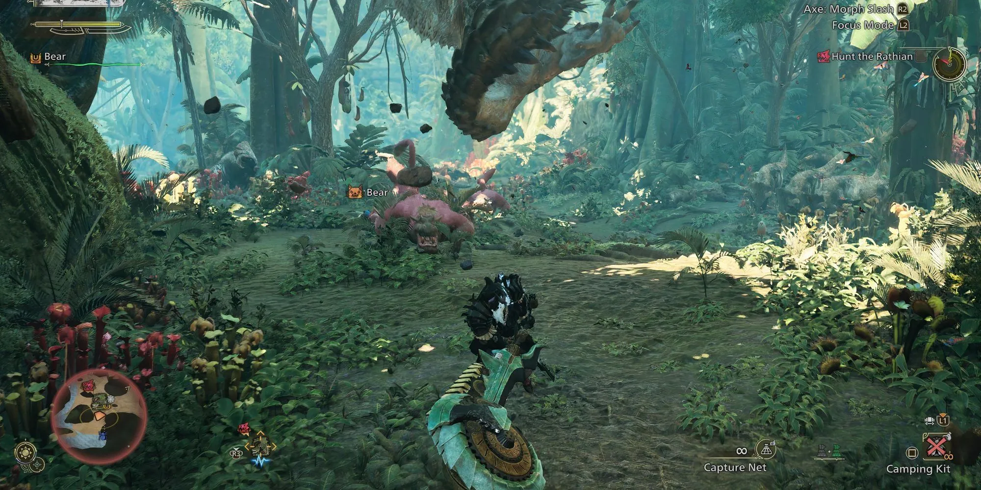 Một thợ săn đang sử dụng vũ khí Switch Axe điêu luyện trong Monster Hunter Wilds